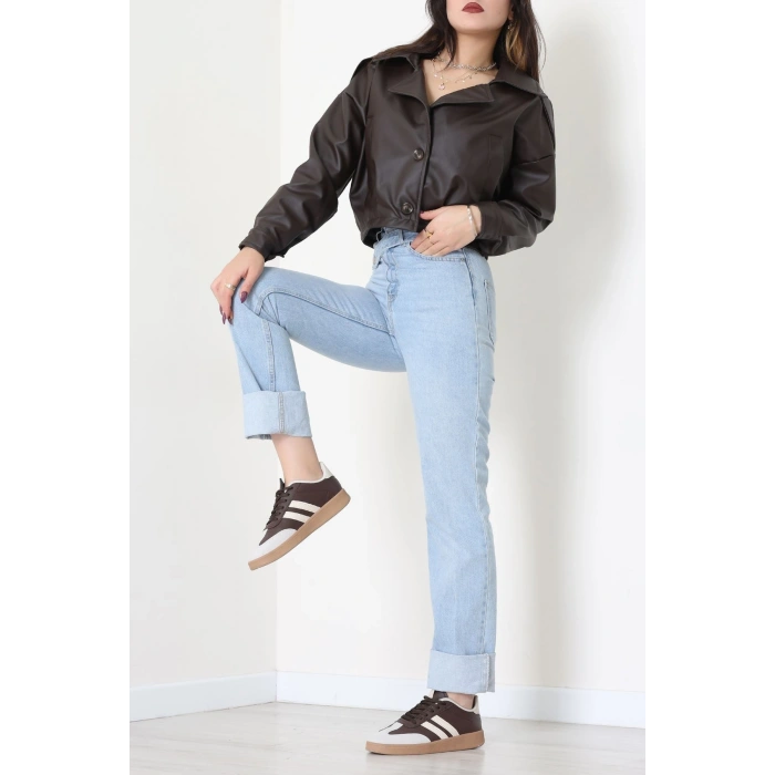 Astarlı Deri Ceket Acıkahve - 8770.179.