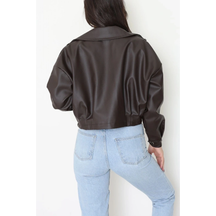 Astarlı Deri Ceket Acıkahve - 8770.179.