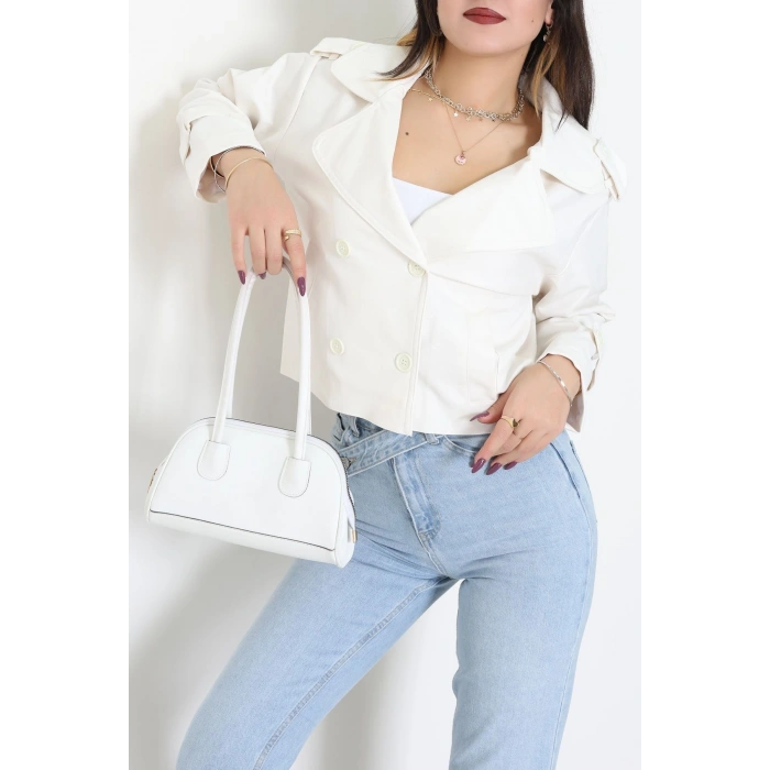 Astarlı Deri Ceket Beyaz - 8678.179.