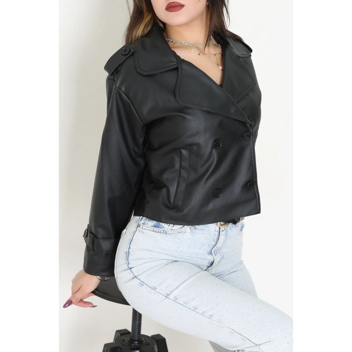 Astarlı Deri Ceket Siyah - 8678.179.