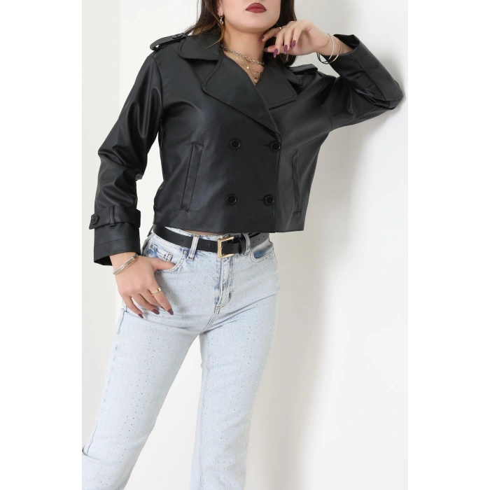 Astarlı Deri Ceket Siyah - 8678.179.