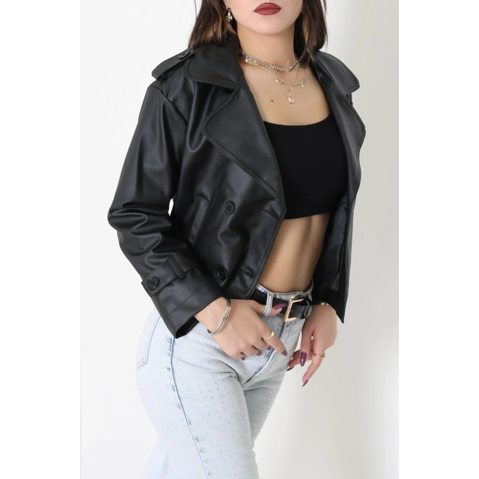 Astarlı Deri Ceket Siyah - 8678.179.