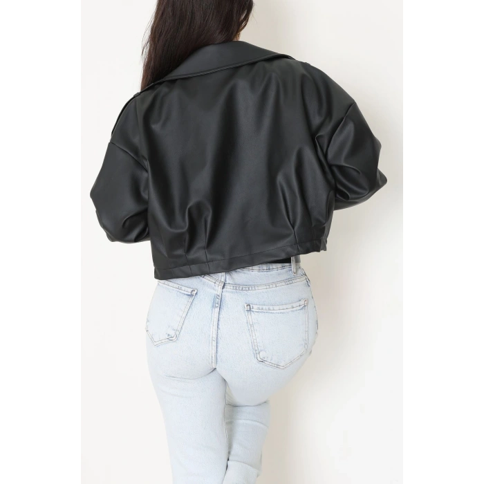 Astarlı Deri Ceket Siyah - 8770.179.