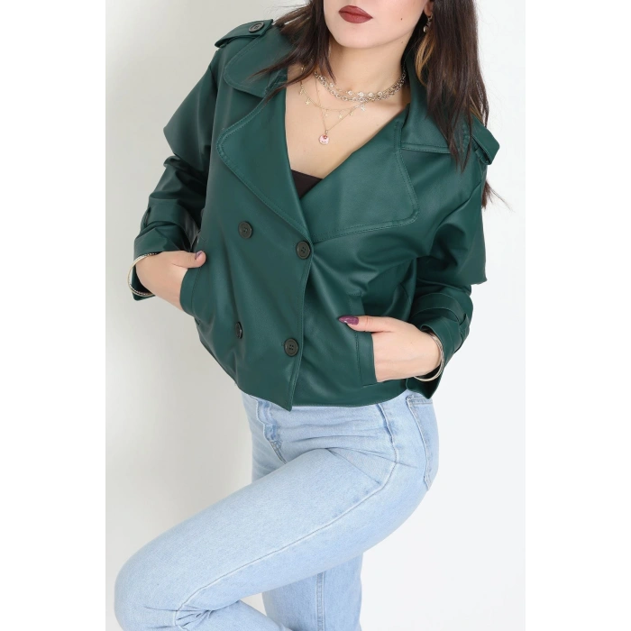 Astarlı Deri Ceket Zümrüt - 8678.179.