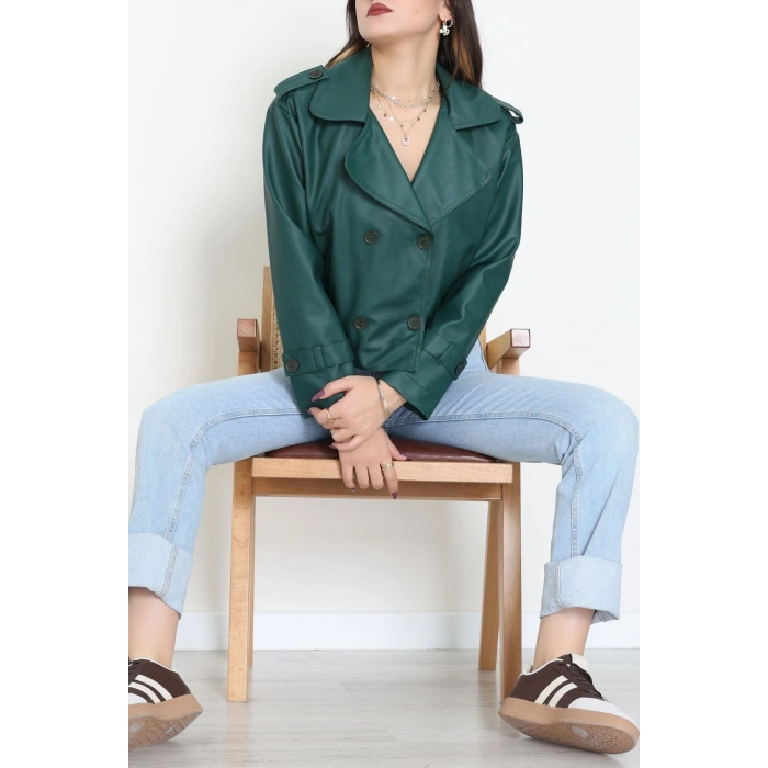 Astarlı Deri Ceket Zümrüt - 8678.179.