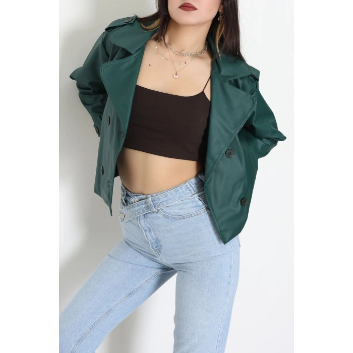 Astarlı Deri Ceket Zümrüt - 8678.179.