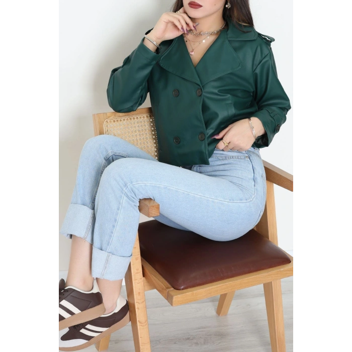 Astarlı Deri Ceket Zümrüt - 8678.179.