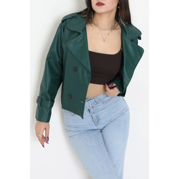 Astarlı Deri Ceket Zümrüt - 8678.179.