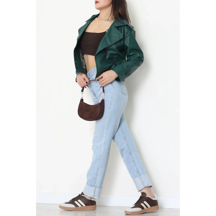 Astarlı Deri Ceket Zümrüt - 8678.179.