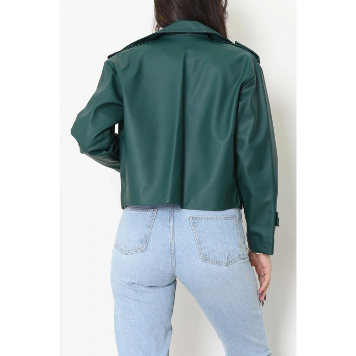 Astarlı Deri Ceket Zümrüt - 8678.179.