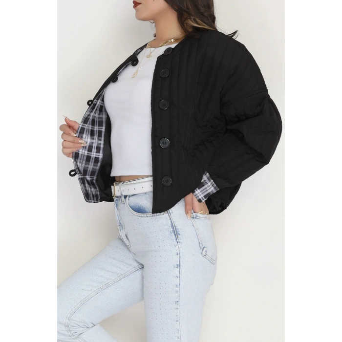 Astarlı Kapitone Ceket Siyah - 31635.439.