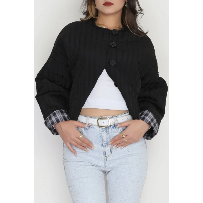 Astarlı Kapitone Ceket Siyah - 31635.439.