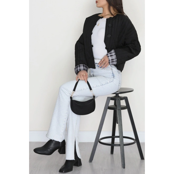 Astarlı Kapitone Ceket Siyah - 31635.439.