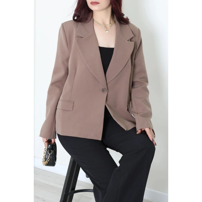 Astarlı Oversize Blazer Ceket Açıkkahve - 8136.1437.