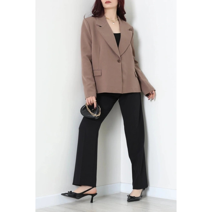 Astarlı Oversize Blazer Ceket Açıkkahve - 8136.1437.