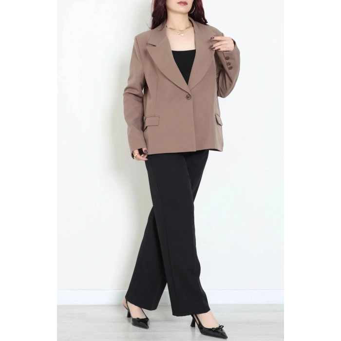 Astarlı Oversize Blazer Ceket Açıkkahve - 8136.1437.