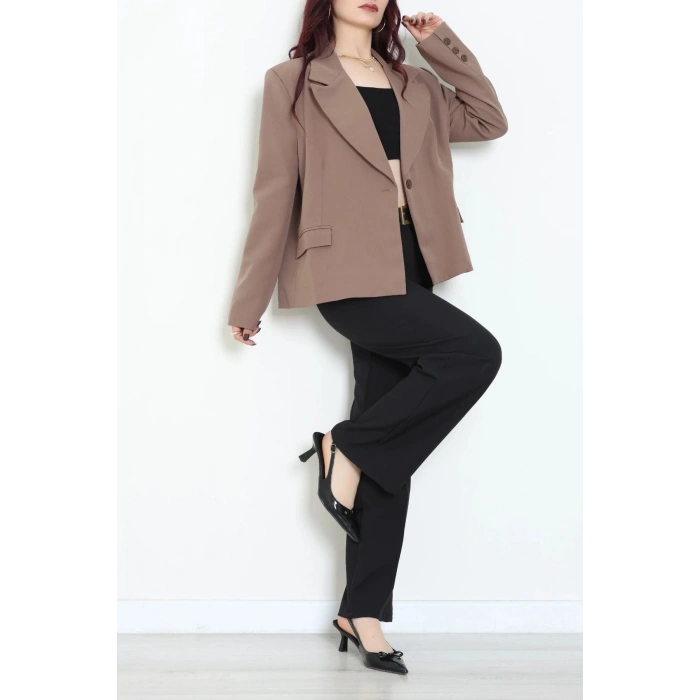Astarlı Oversize Blazer Ceket Açıkkahve - 8136.1437.