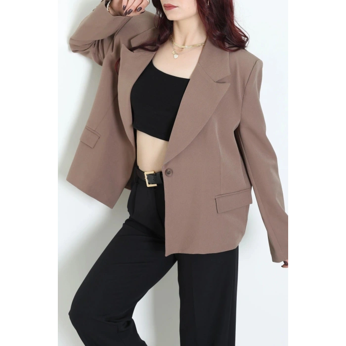Astarlı Oversize Blazer Ceket Açıkkahve - 8136.1437.