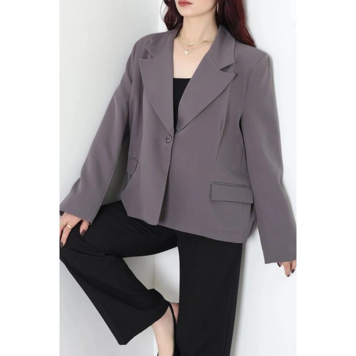 Astarlı Oversize Blazer Ceket Antrasit - 8136.1437.