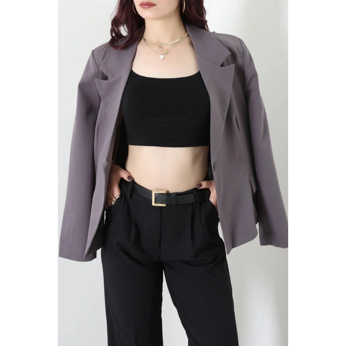 Astarlı Oversize Blazer Ceket Antrasit - 8136.1437.