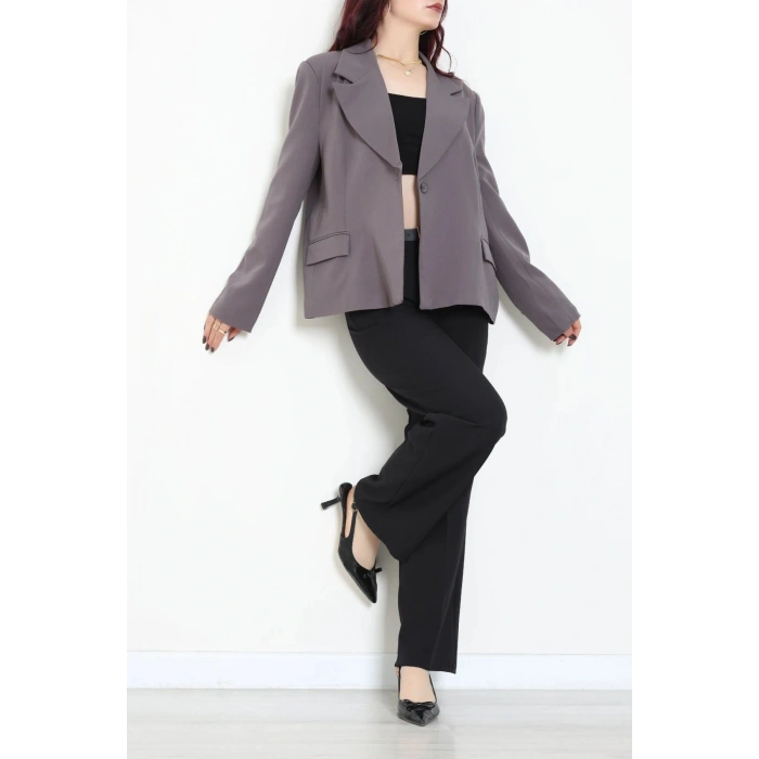 Astarlı Oversize Blazer Ceket Antrasit - 8136.1437.