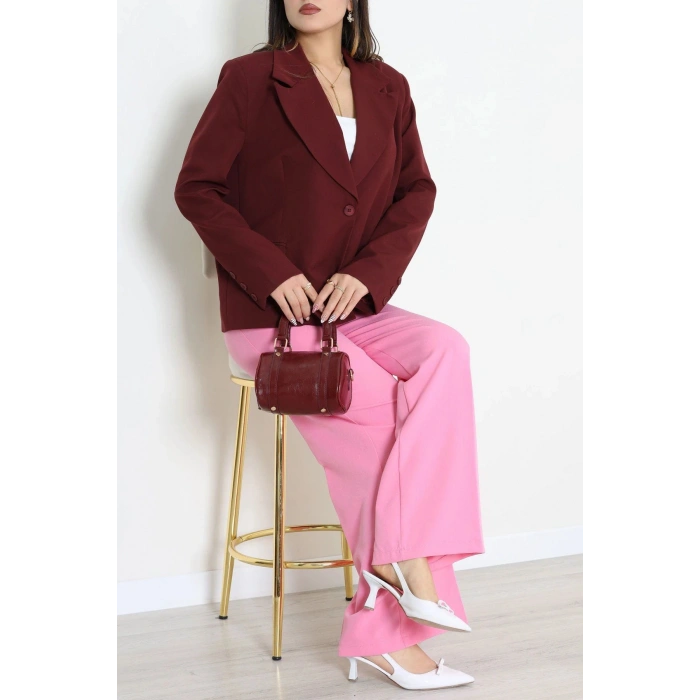 Astarlı Oversize Blazer Ceket Bordo - 8136.1437.