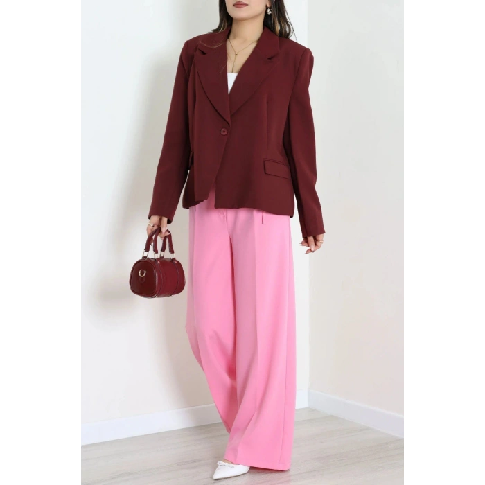 Astarlı Oversize Blazer Ceket Bordo - 8136.1437.