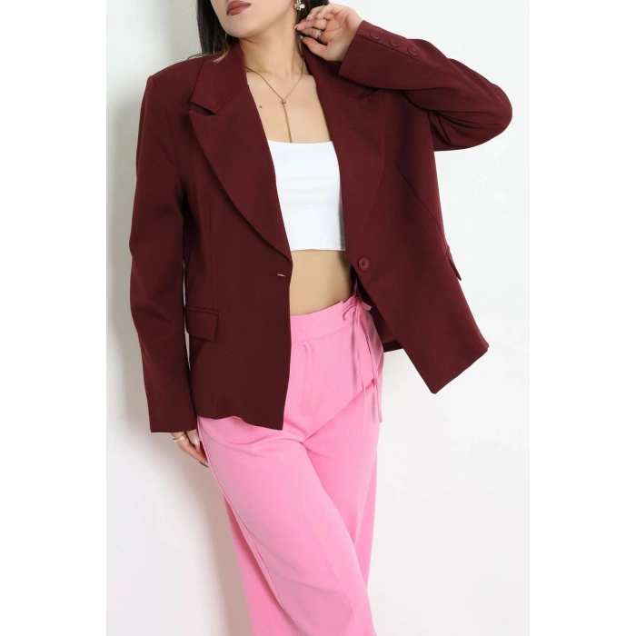 Astarlı Oversize Blazer Ceket Bordo - 8136.1437.