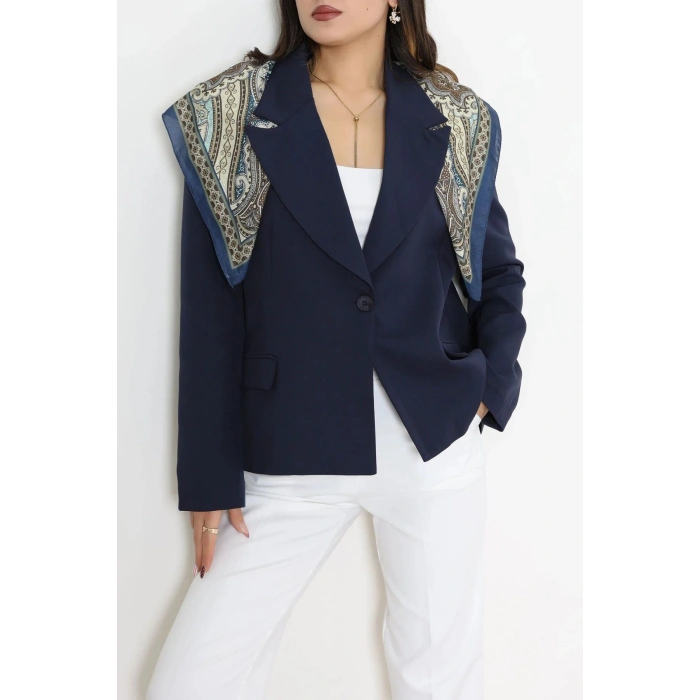 Astarlı Oversize Blazer Ceket Lacivert - 8136.1437.