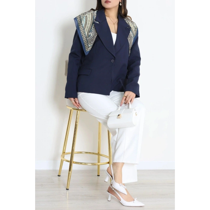 Astarlı Oversize Blazer Ceket Lacivert - 8136.1437.