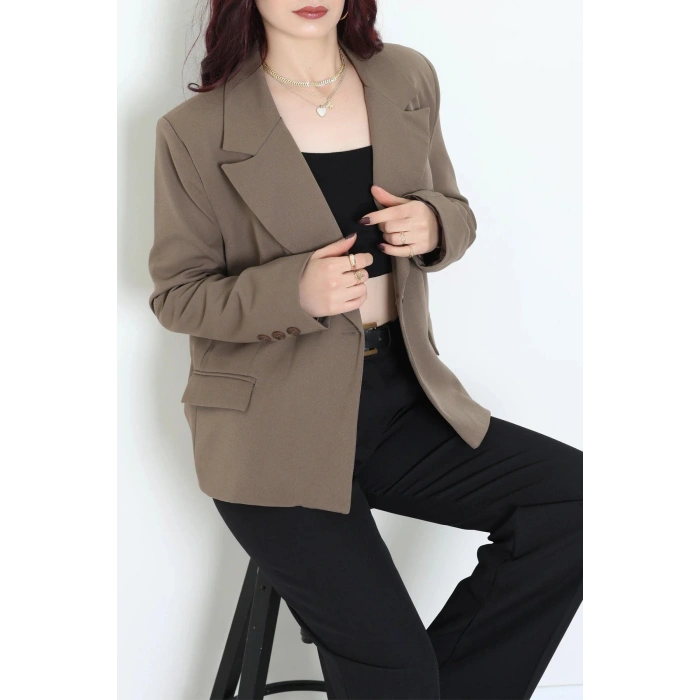 Astarlı Oversize Blazer Ceket Mocha - 8136.1437.