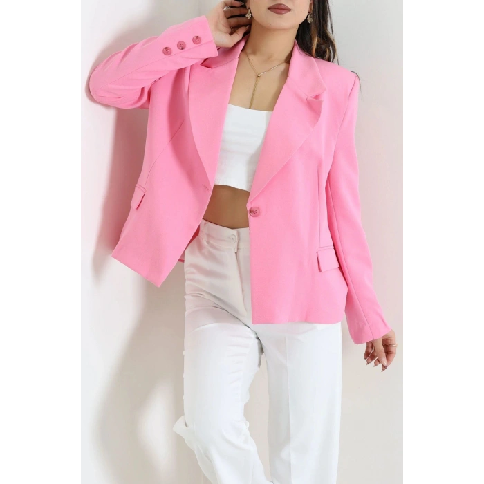 Astarlı Oversize Blazer Ceket Pembe - 8136.1437.