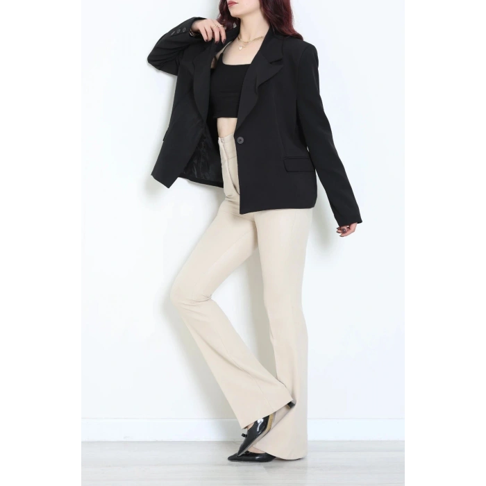 Astarlı Oversize Blazer Ceket Siyah - 8136.1437.