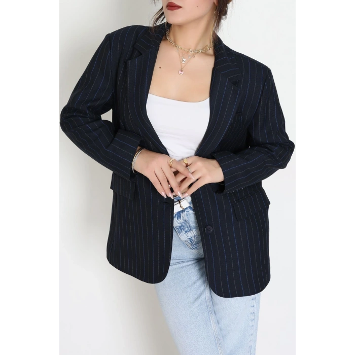 Astarlı Oversize Ceket Lacivert - 6269.001.