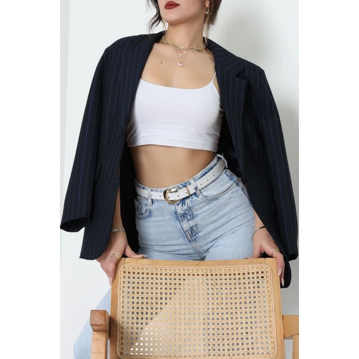 Astarlı Oversize Ceket Lacivert - 6269.001.