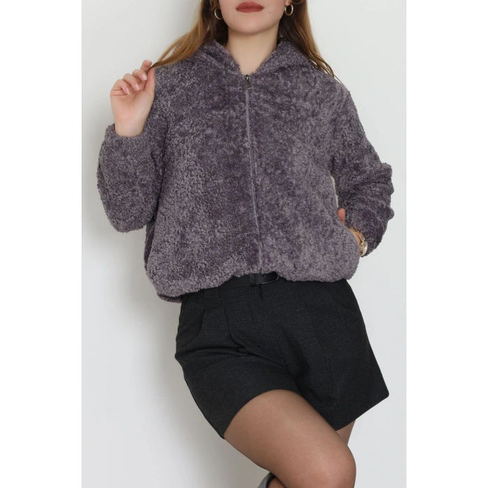 Astarlı Peluş Ceket  Gri - 2485.1839.