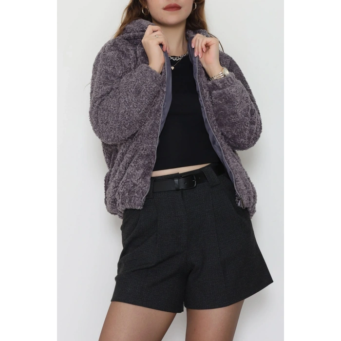 Astarlı Peluş Ceket  Gri - 2485.1839.