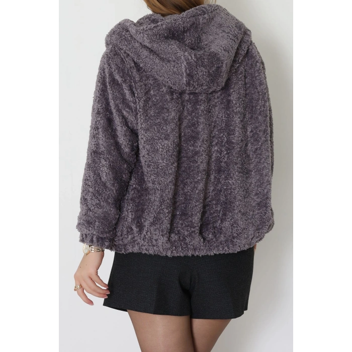 Astarlı Peluş Ceket  Gri - 2485.1839.