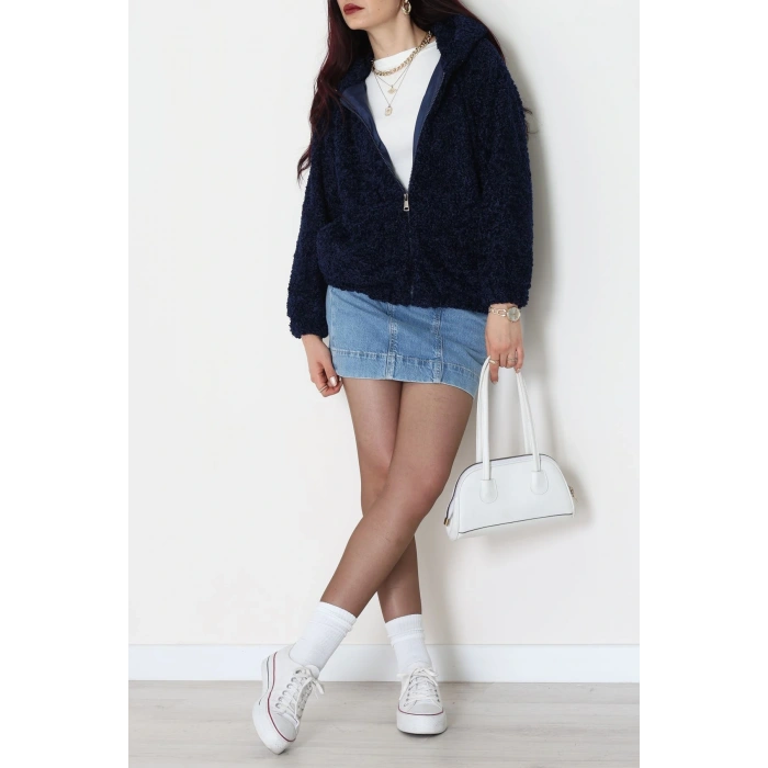 Astarlı Peluş Ceket  Lacivert - 2485.1839.