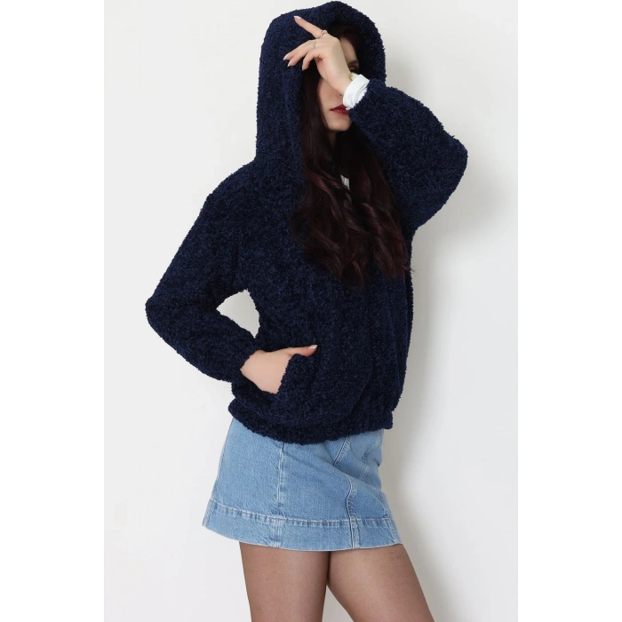 Astarlı Peluş Ceket  Lacivert - 2485.1839.