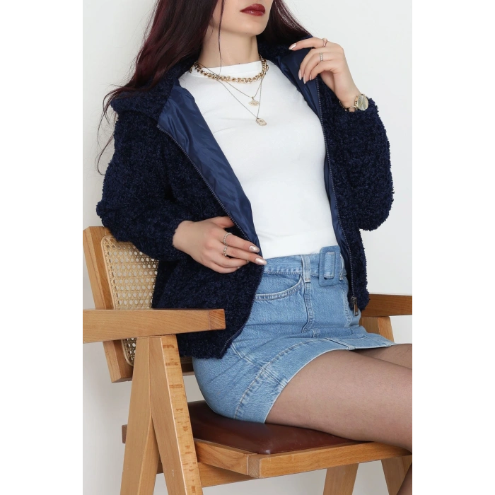 Astarlı Peluş Ceket  Lacivert - 2485.1839.