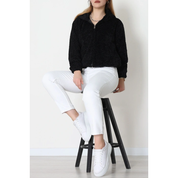 Astarlı Peluş Ceket  Siyah - 2485.1839.