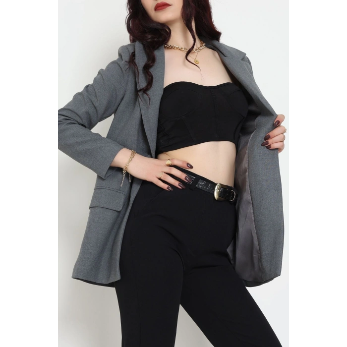 Astarlı Poliviskon Blazer Ceket Antrasit - 31823.1397.