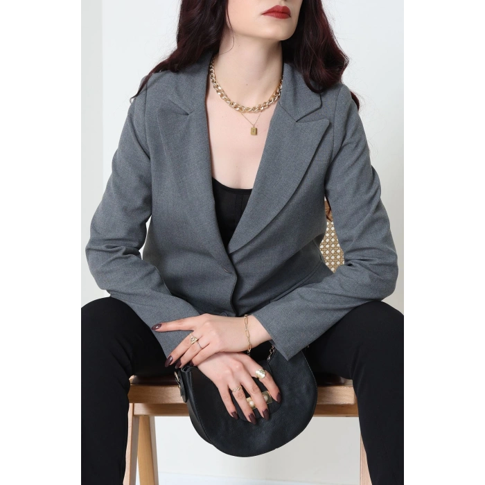 Astarlı Poliviskon Blazer Ceket Antrasit - 31823.1397.