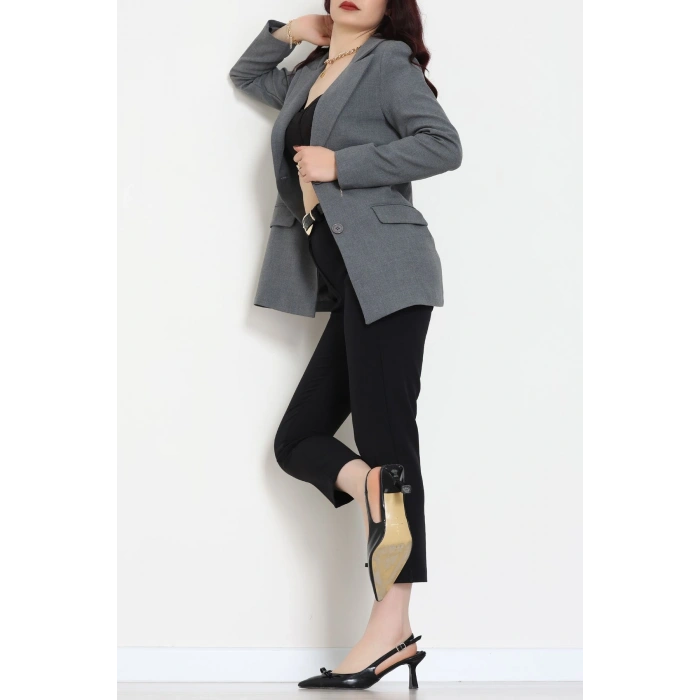 Astarlı Poliviskon Blazer Ceket Antrasit - 31823.1397.