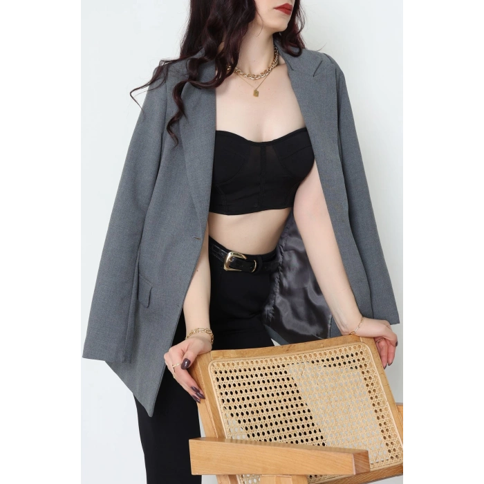 Astarlı Poliviskon Blazer Ceket Antrasit - 31823.1397.