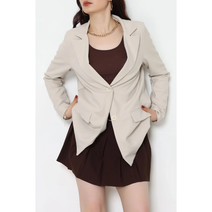 Astarlı Poliviskon Blazer Ceket Bej - 31823.1397.