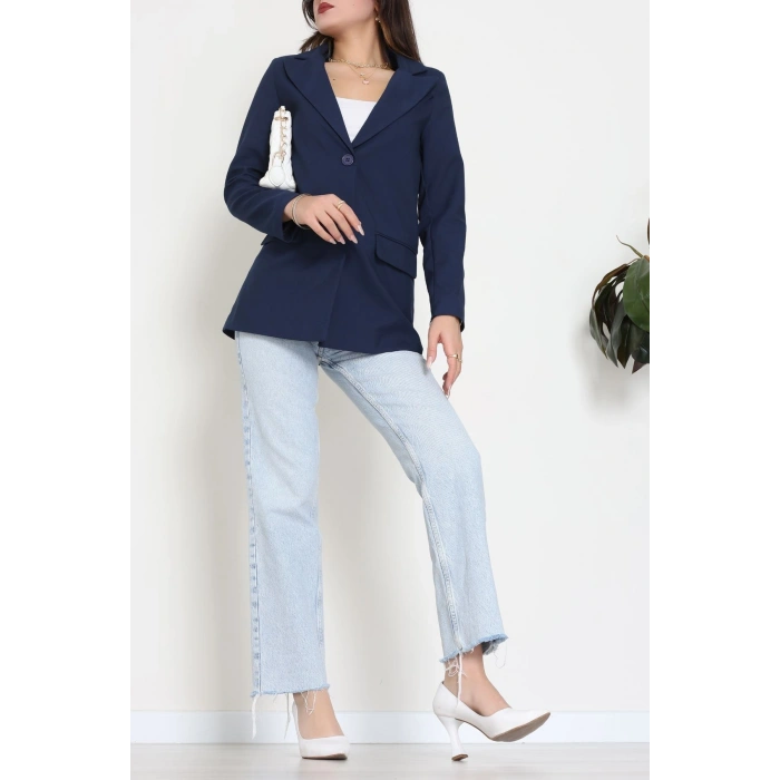 Astarlı Poliviskon Blazer Ceket Lacivert - 31823.1397.