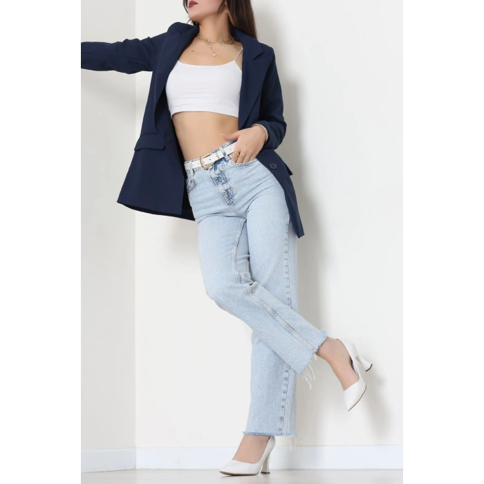 Astarlı Poliviskon Blazer Ceket Lacivert - 31823.1397.