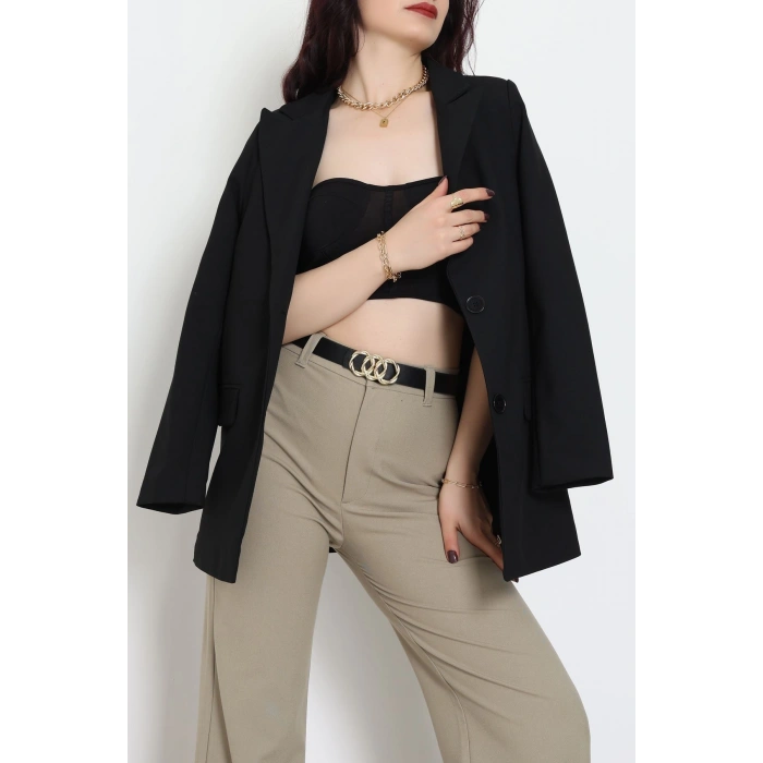 Astarlı Poliviskon Blazer Ceket Siyah - 31823.1397.